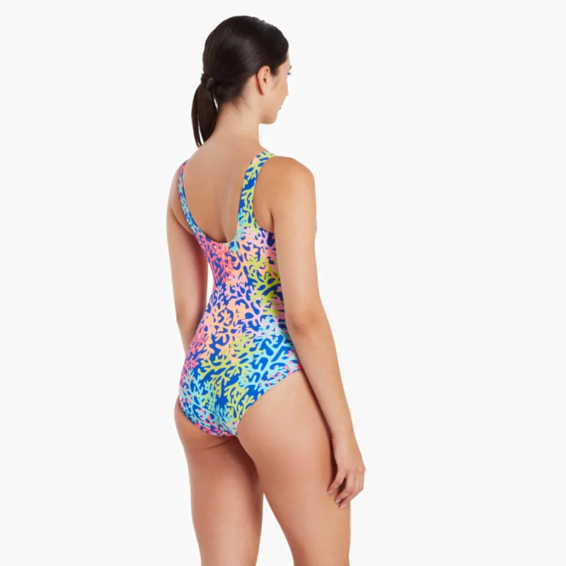 Zoggs Ecofeel Scoopback Sea Change Silver Lined Swimsuit-1